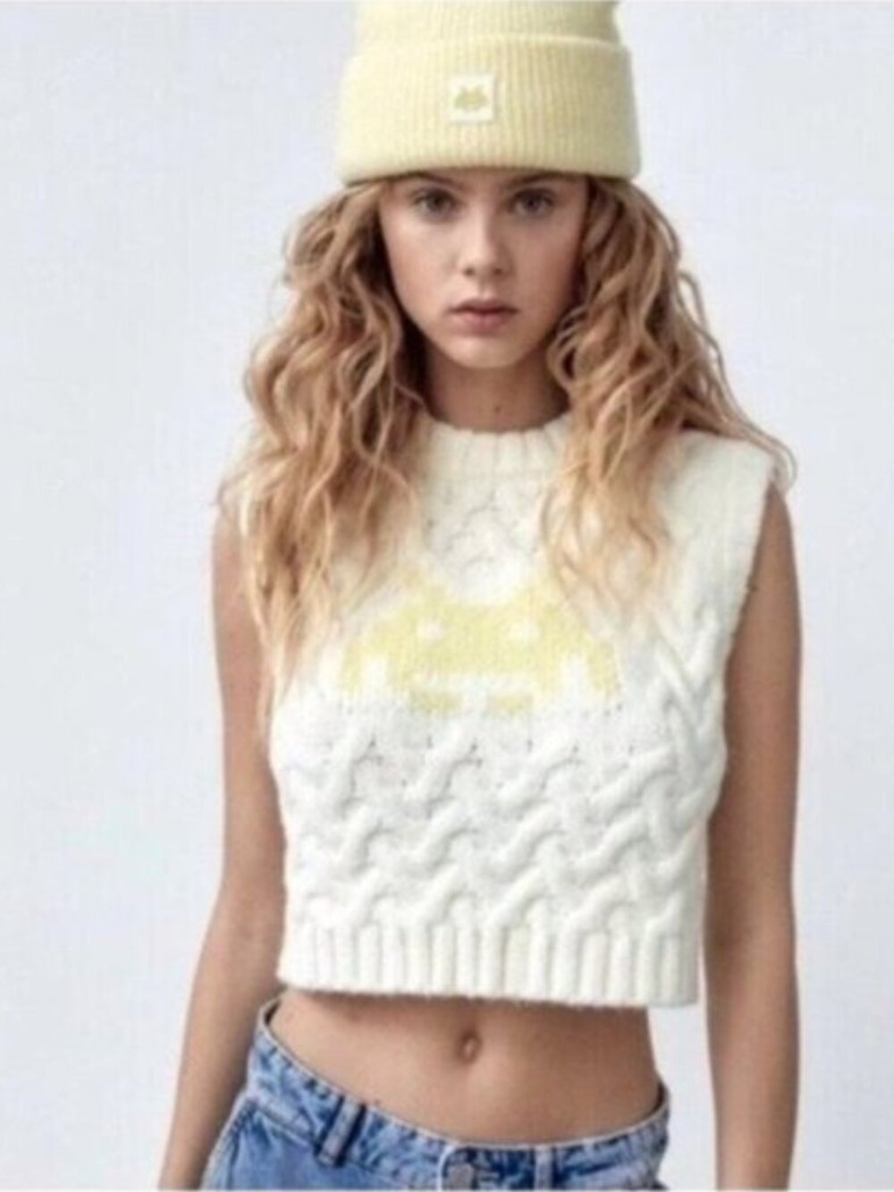 Zara Chunky Knit Y2K Sweater Neutral 90's Soft Street Vintage